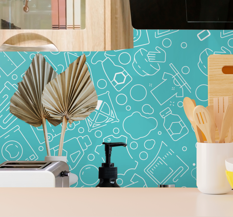 Kitchen Essentials Display modern wallpaper - TenStickers