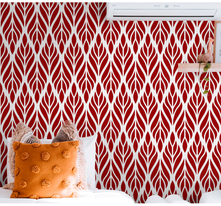 Leaflike Patterns red wallpaper - TenStickers