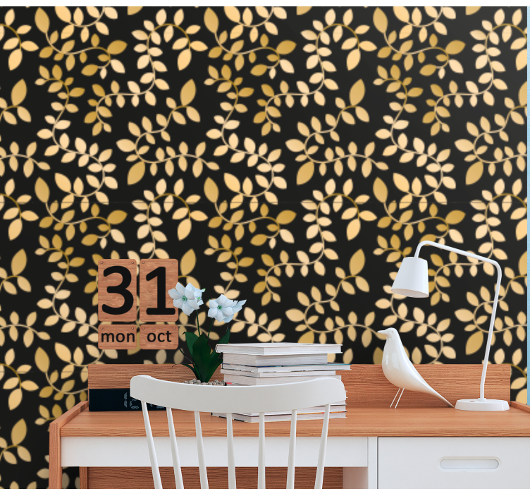 Leafy Elegance leaf wallpaper - TenStickers