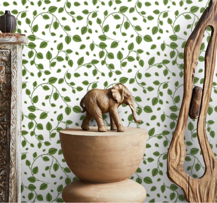 Green creepers motif leaf wallpaper - TenStickers