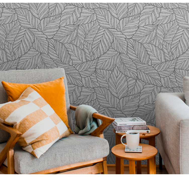 Leafy Motif leaf wallpaper - TenStickers