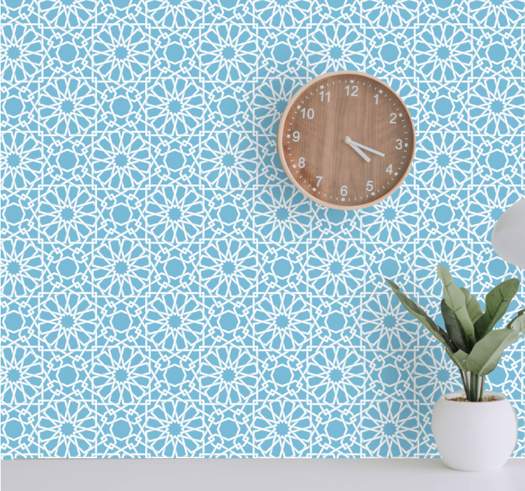 Light blue with geometric white lines wallpaper - TenStickers