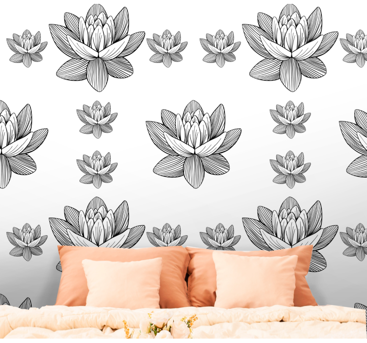 Lotus Blossom Pattern flower wallpaper - TenStickers