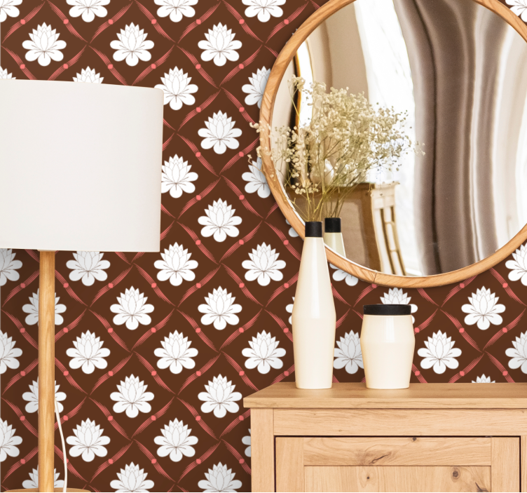 Lotus Pattern Design floral ornament wallpaper - TenStickers