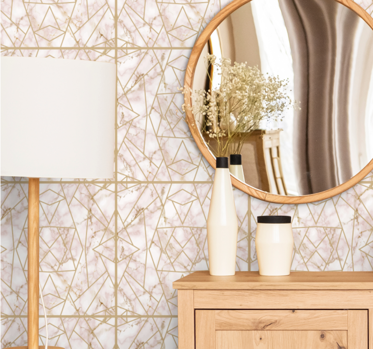Luxury beige grid marble wallpaper - TenStickers