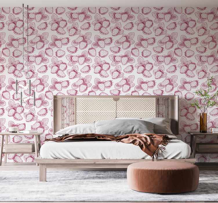 Many strawberries pattern Kitchen Wallpaper - TenStickers
