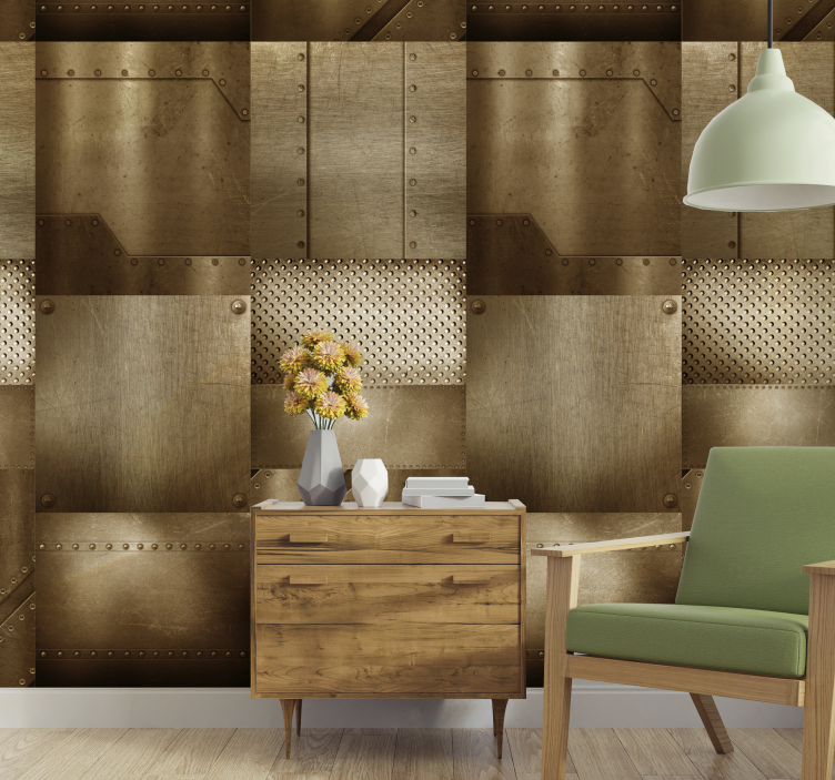 Metallic Texture Panels industrial wallpaper - TenStickers