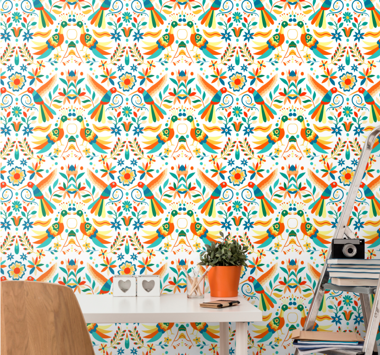 Mexican animals flowery wallpaper - TenStickers
