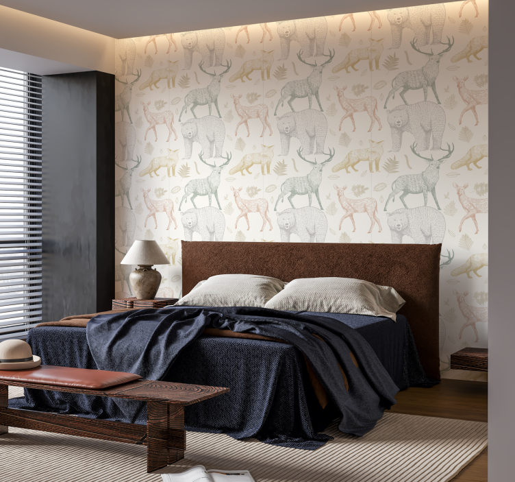 Minimalistic forest design animal wallpaper - TenStickers