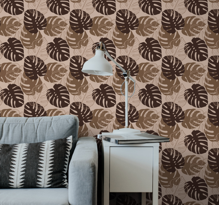Monstera Motif leaf wallpaper - TenStickers