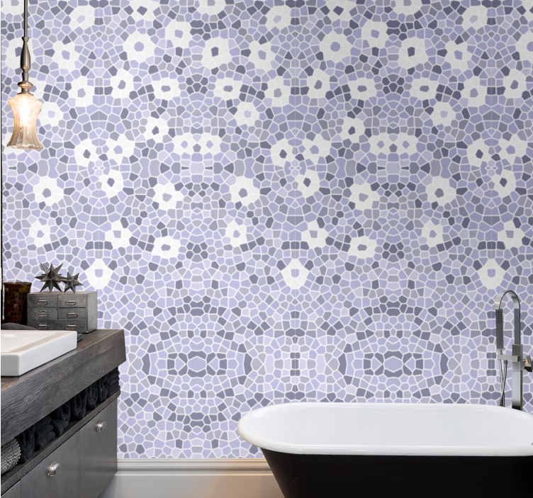 Mosaic Floral Pattern tile wallpaper - TenStickers