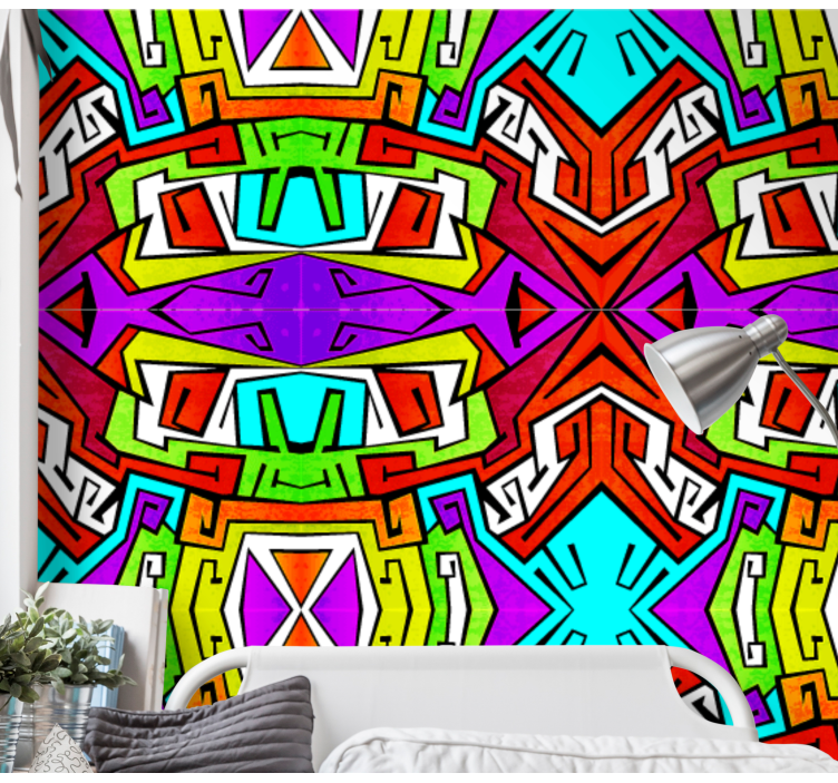 Multi-coloured line graffiti art wallpaper - TenStickers