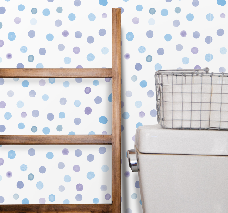 Polka dots wallpaper blue dots pattern - TenStickers
