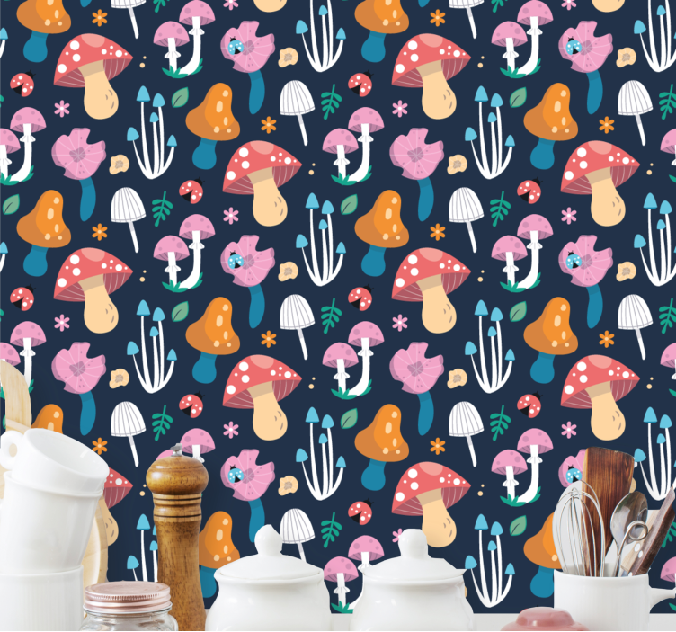 Nautical Mushrooms modern wallpaper - TenStickers