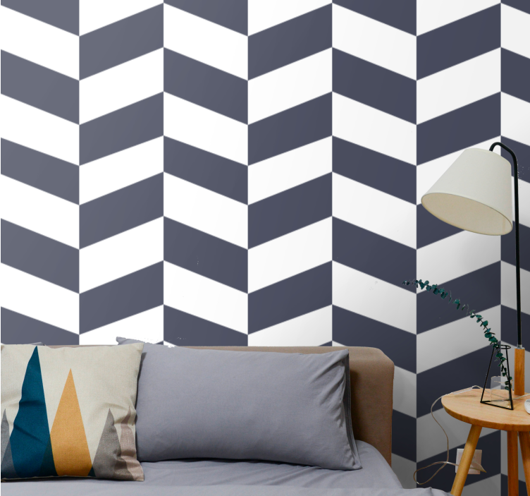 Navy blue stripes pattern striped wallpaper - TenStickers