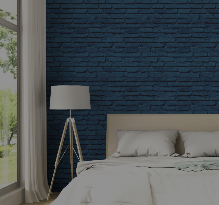 Navy pattern brick wallpaper - TenStickers