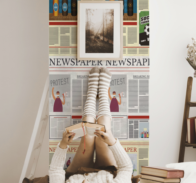 Newspaper Collage letter wallpaper - TenStickers