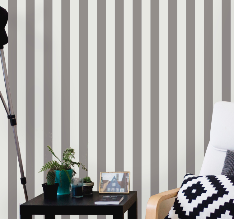 Nordic design gray vertical stripes wallpaper - TenStickers