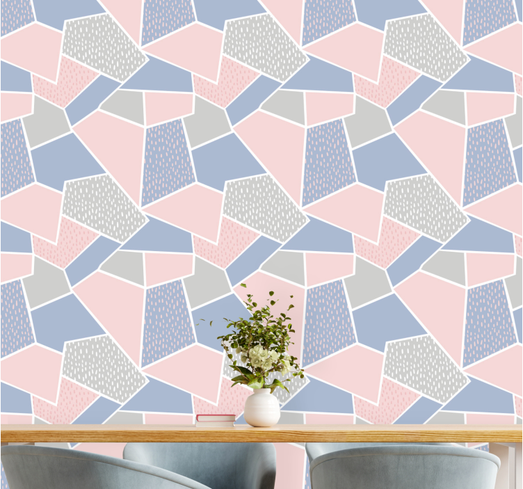 Nordic geometric soft pastels Lounge Wallpaper - TenStickers