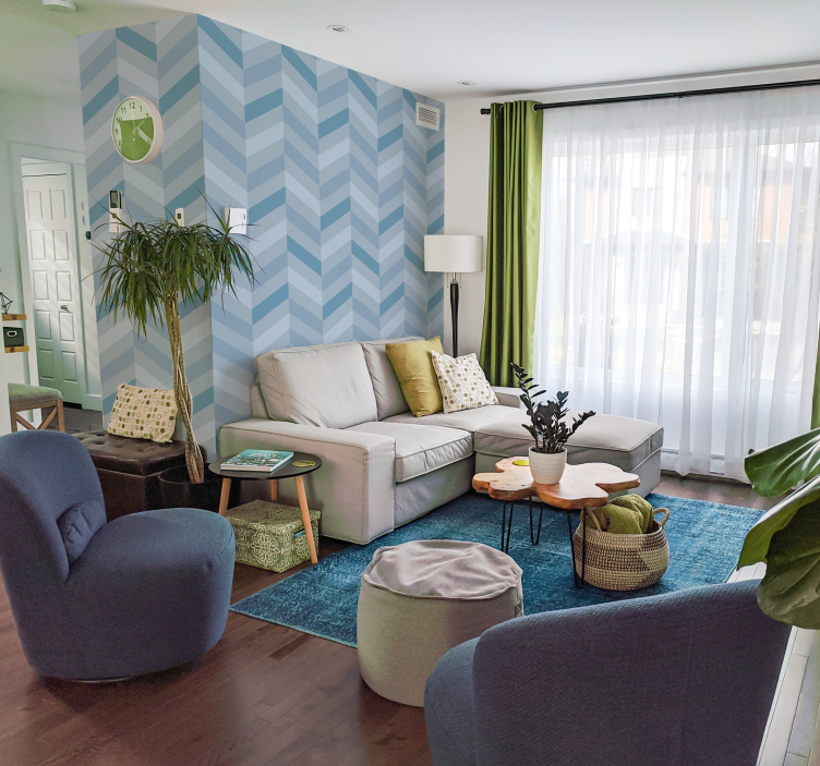 Nordic minimalist style blue wallpaper - TenStickers