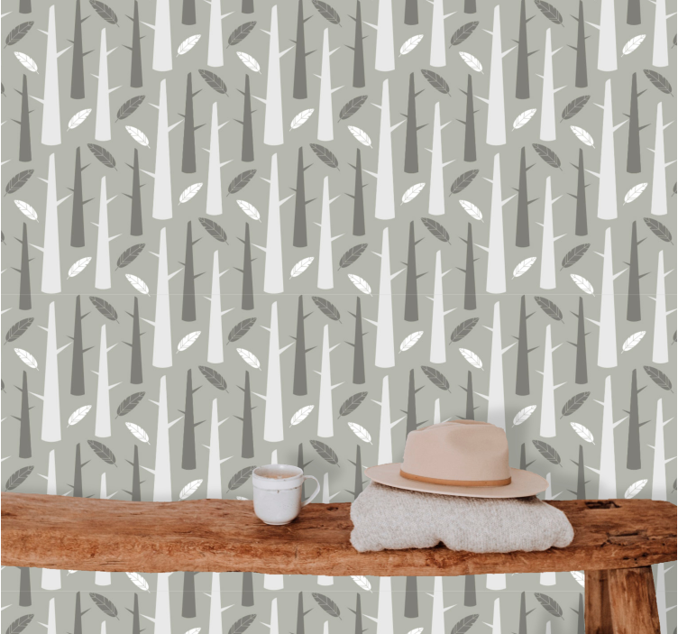 Nordic style gray branches Nature Wallpaper - TenStickers