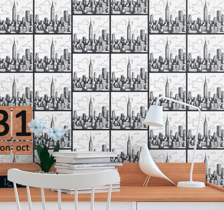 NYC sketch collage  New York wallpaper - TenStickers