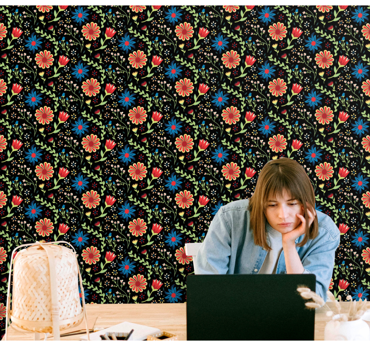 Organic pattern floral wallpaper - TenStickers