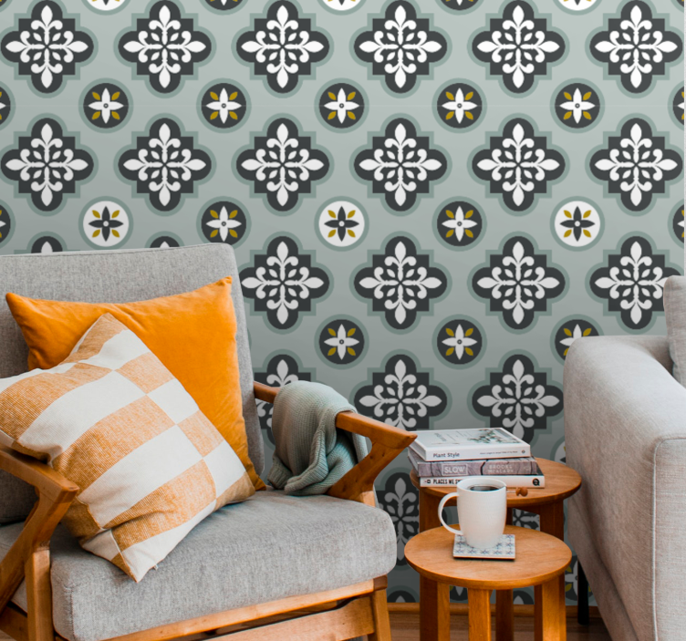 Ornate Bloom Pattern ornamental wallpaper - TenStickers