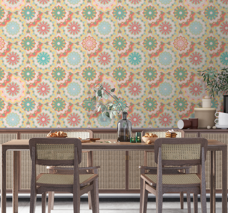 Ornate circular design floral ornament wallpaper - TenStickers