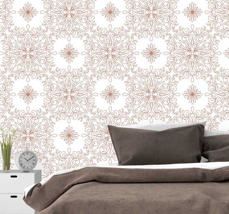 Ornate Floral floral ornament wallpaper - TenStickers