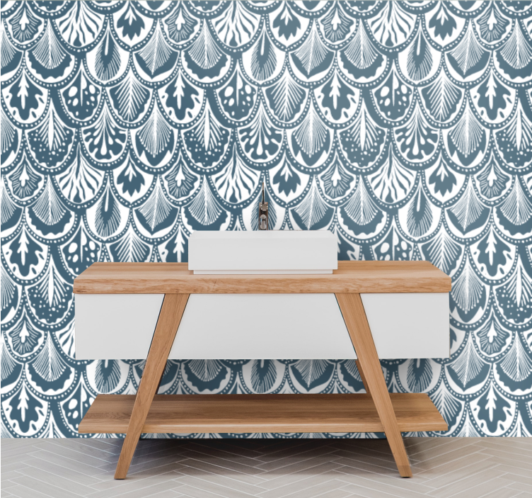 Ornate Scallop Pattern ornamental wallpaper - TenStickers