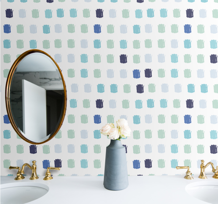 Paint strokes in different blue shade wallaper - TenStickers