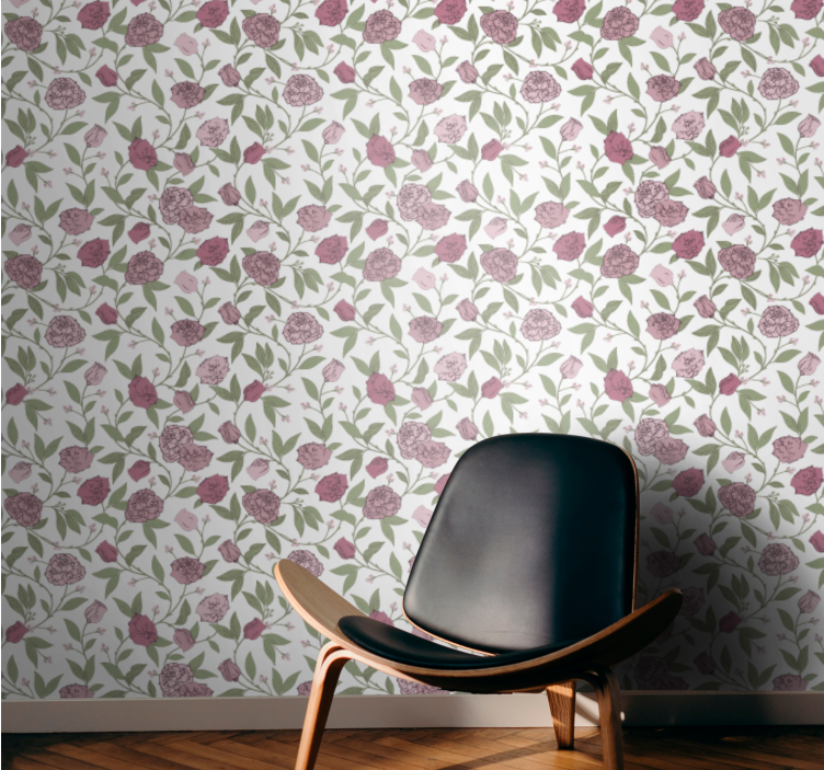 Pale pink vintage roses flower wallpaper - TenStickers