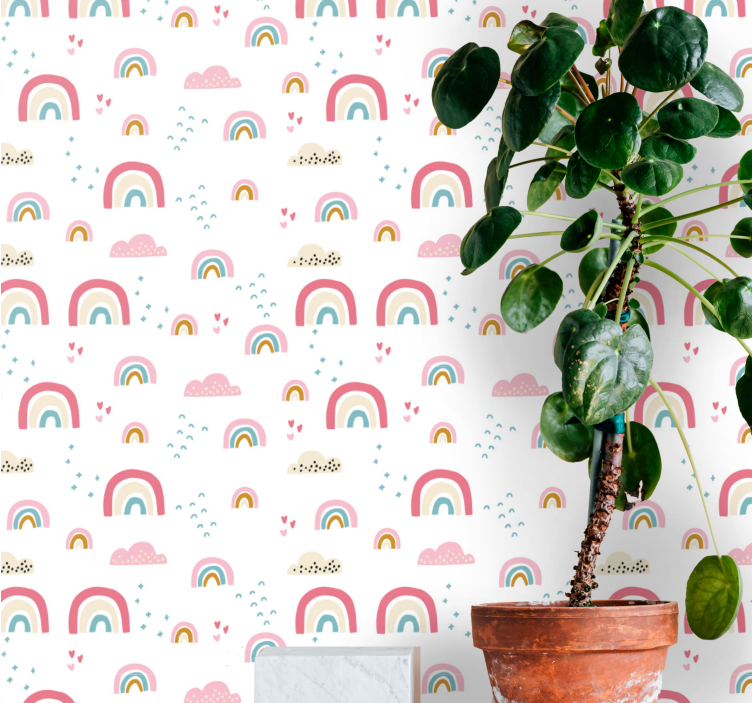 Pastel color rainbow pattern Bedroom Wallpaper - TenStickers