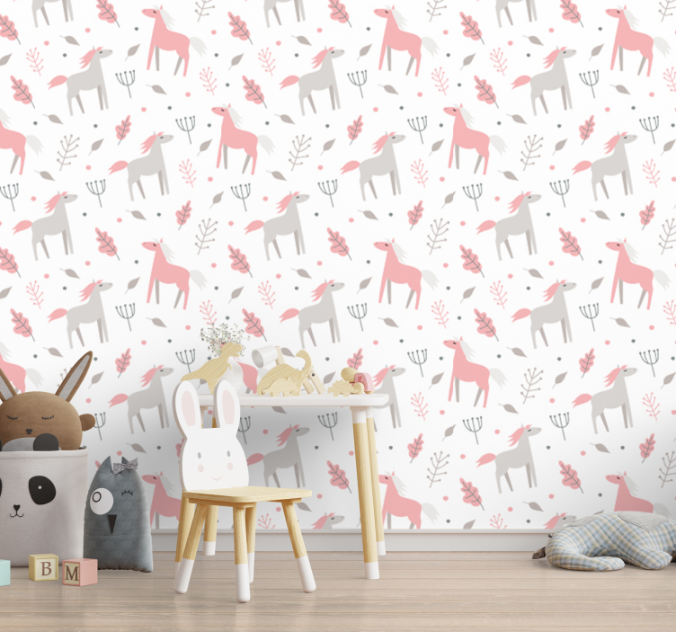 Pastel Fauna Pattern animal wallpaper - TenStickers
