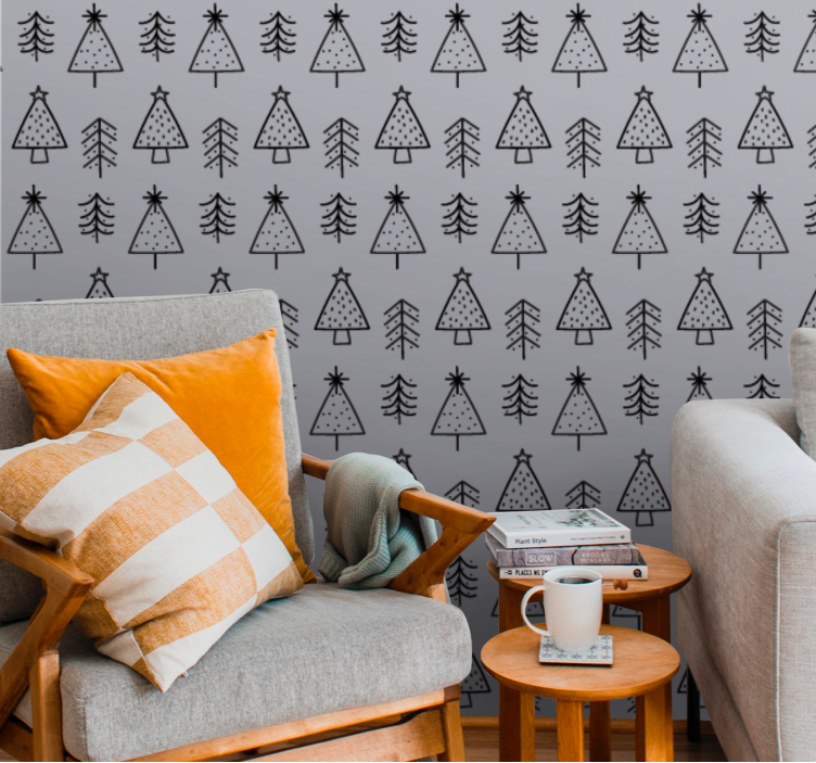 Pine Pattern Decor christmas wallpaper - TenStickers