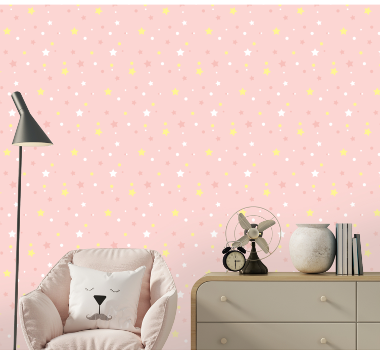 Pink background stars wallpaper - TenStickers