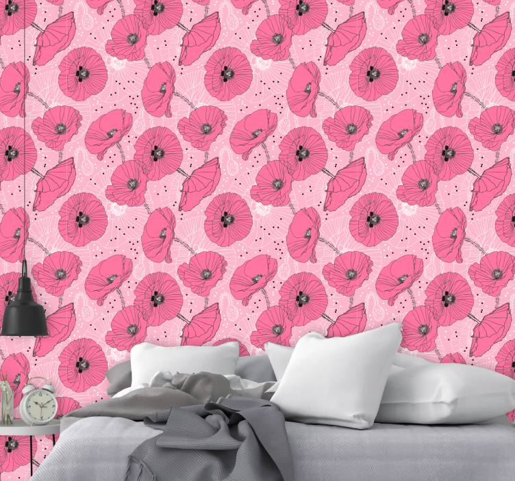Pink Floral Patterns flower wallpaper - TenStickers