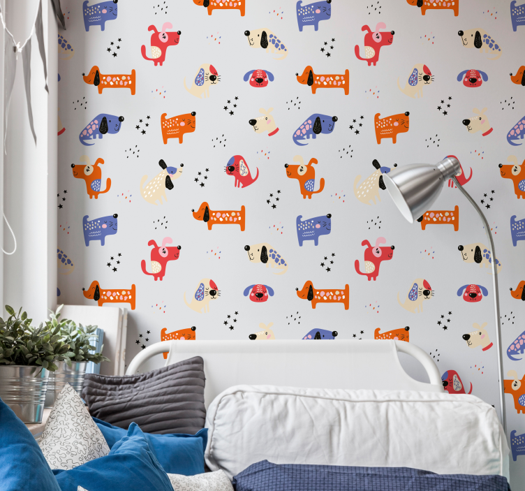 Playful Canine Motif dogs wallpaper - TenStickers