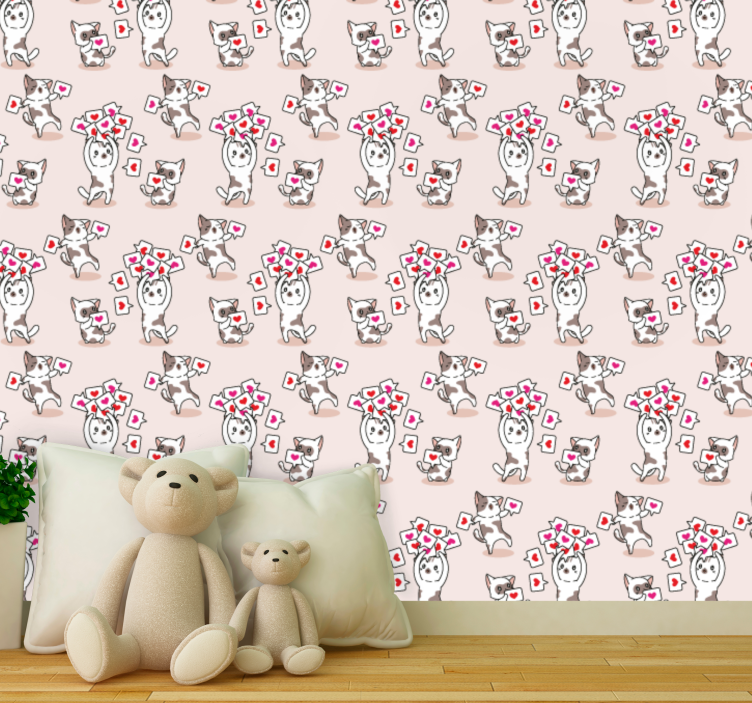 Playful Cat Pattern cat wallpaper - TenStickers