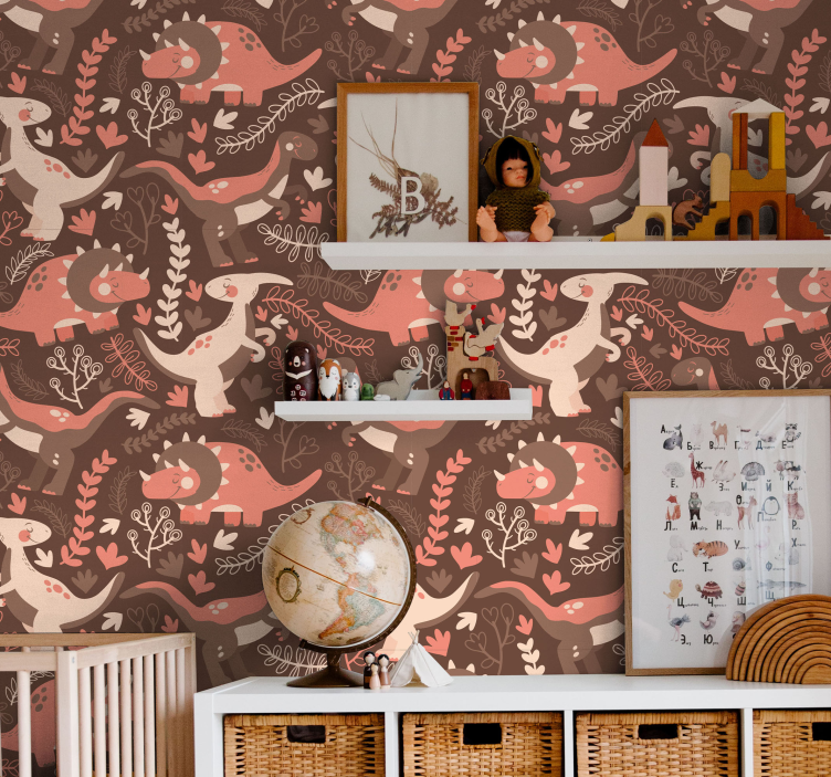 Playful Dinosaur Pattern dinosaurs wallpaper - TenStickers