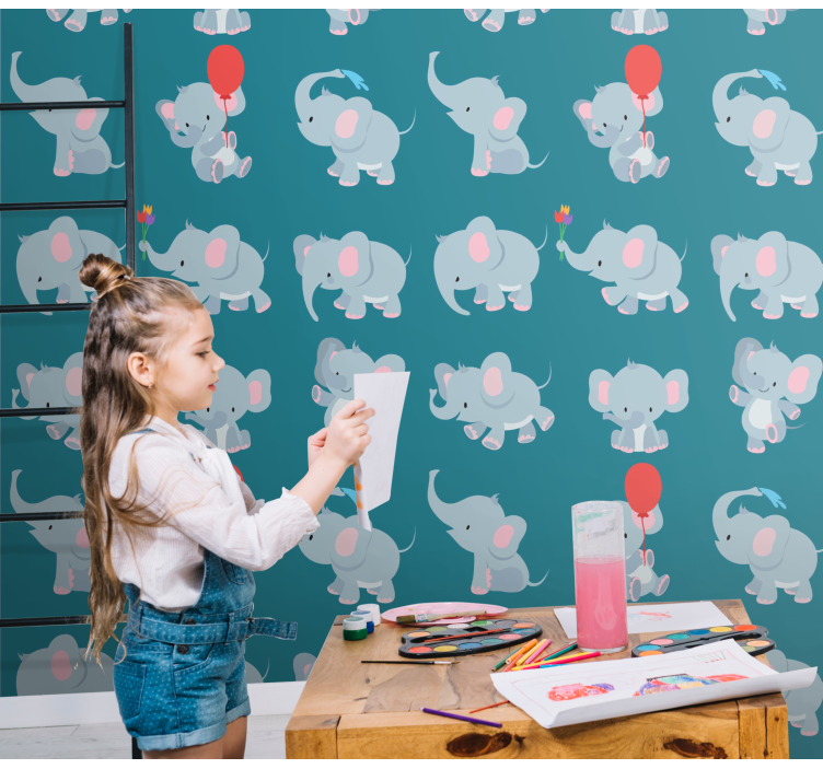 Playful Elephants nursery wallpaper - TenStickers