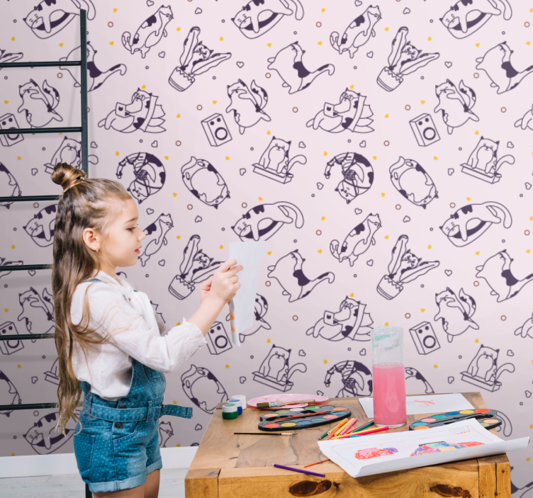 Playful Line Art nursery wallpaper - TenStickers