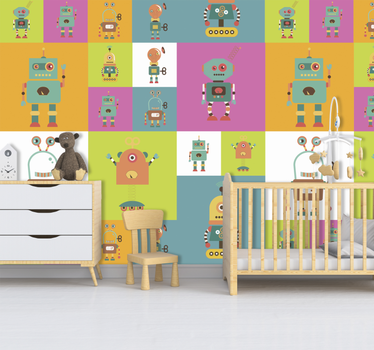 Playful Robot Theme nursery wallpaper - TenStickers