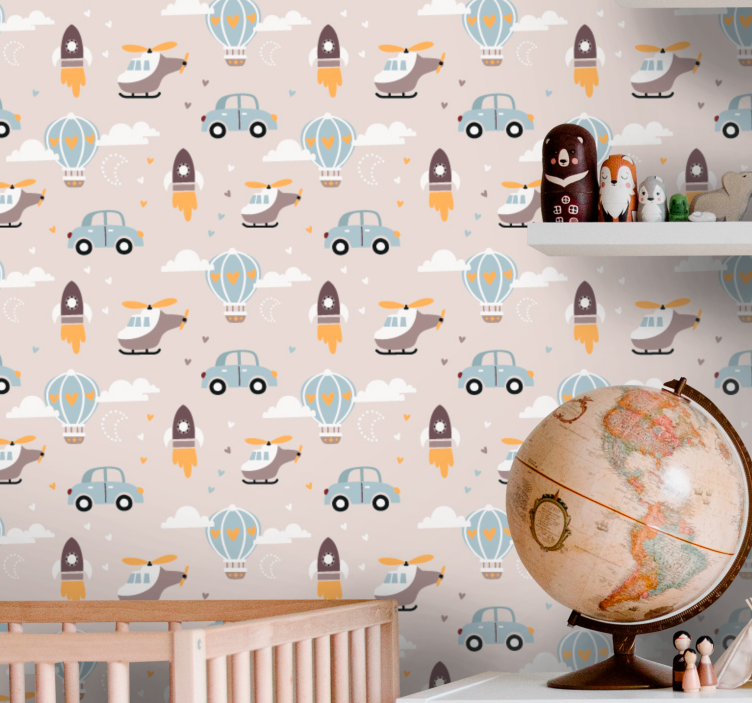 Playful Transportation kids wallpaper - TenStickers