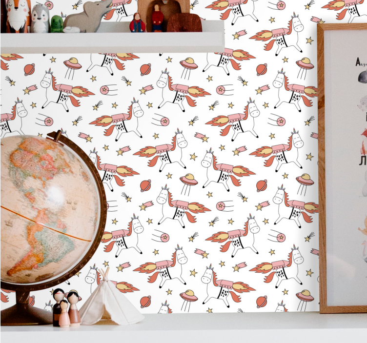 Playful Unicorn Pattern animal wallpaper - TenStickers