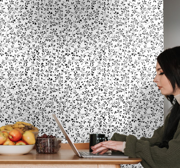 Polish flowers in black flower wallpaper - TenStickers