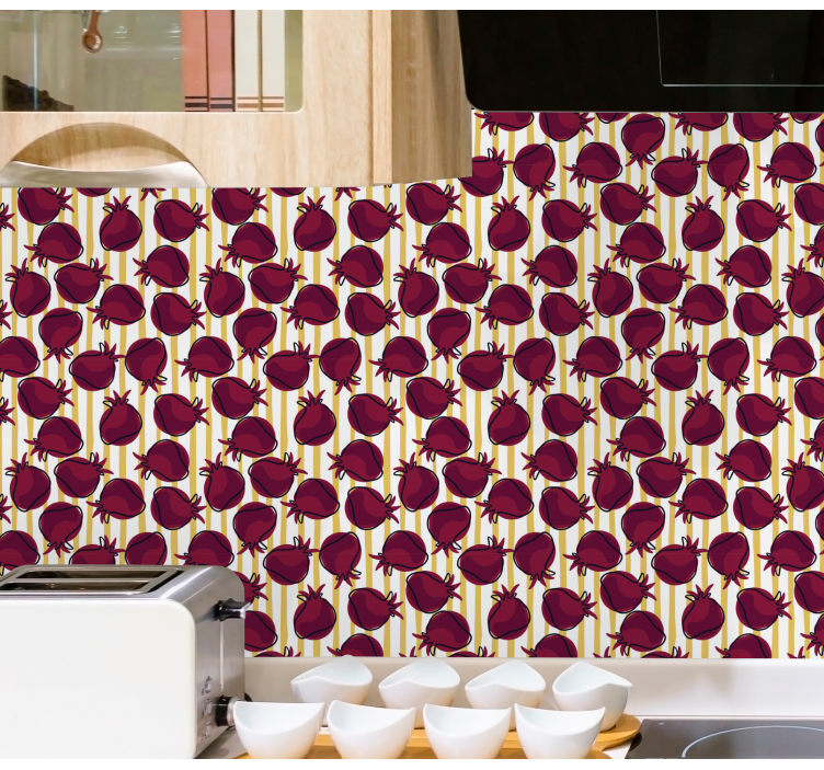 Pomegranate Pattern kitchen wallpaper - TenStickers