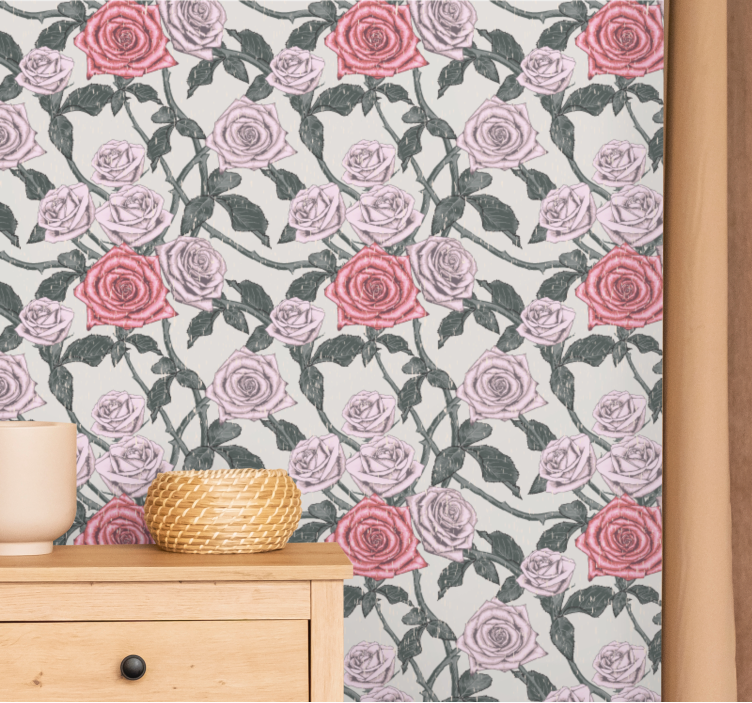 Provencal style rose tree wallpaper - TenStickers