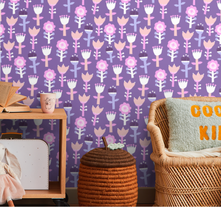 Purple tones abstract flower Children Wallpaper - TenStickers